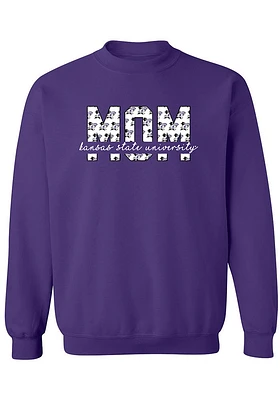 Summit Sportswear K-State Wildcats Womens Purple Block Mom Crew Sweatshirt