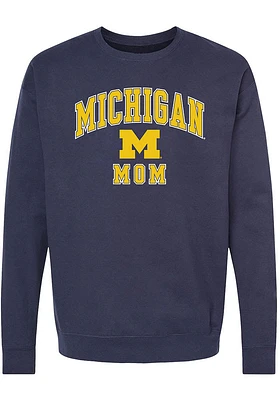 Summit Sportswear Michigan Wolverines Womens Blue Mom Crew Sweatshirt