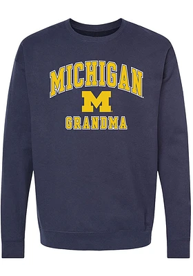 Summit Sportswear Michigan Wolverines Womens Blue Grandma Crew Sweatshirt