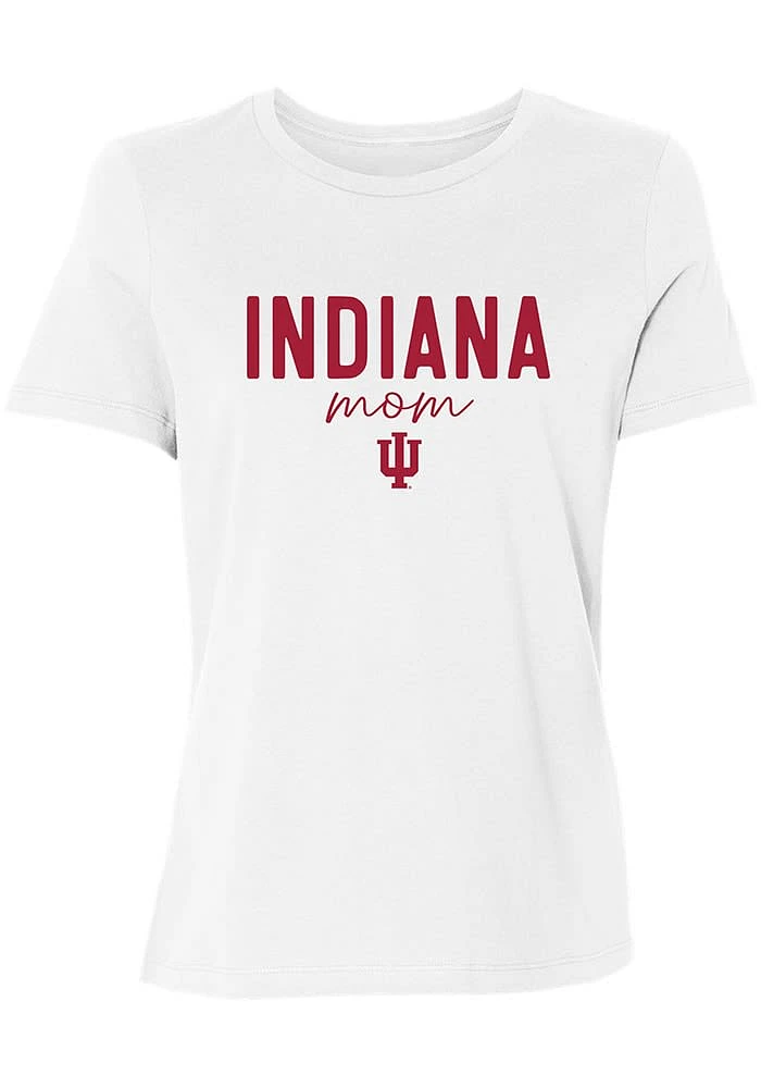 Summit Sportswear Indiana Hoosiers Womens White Script Mom Short Sleeve T-Shirt