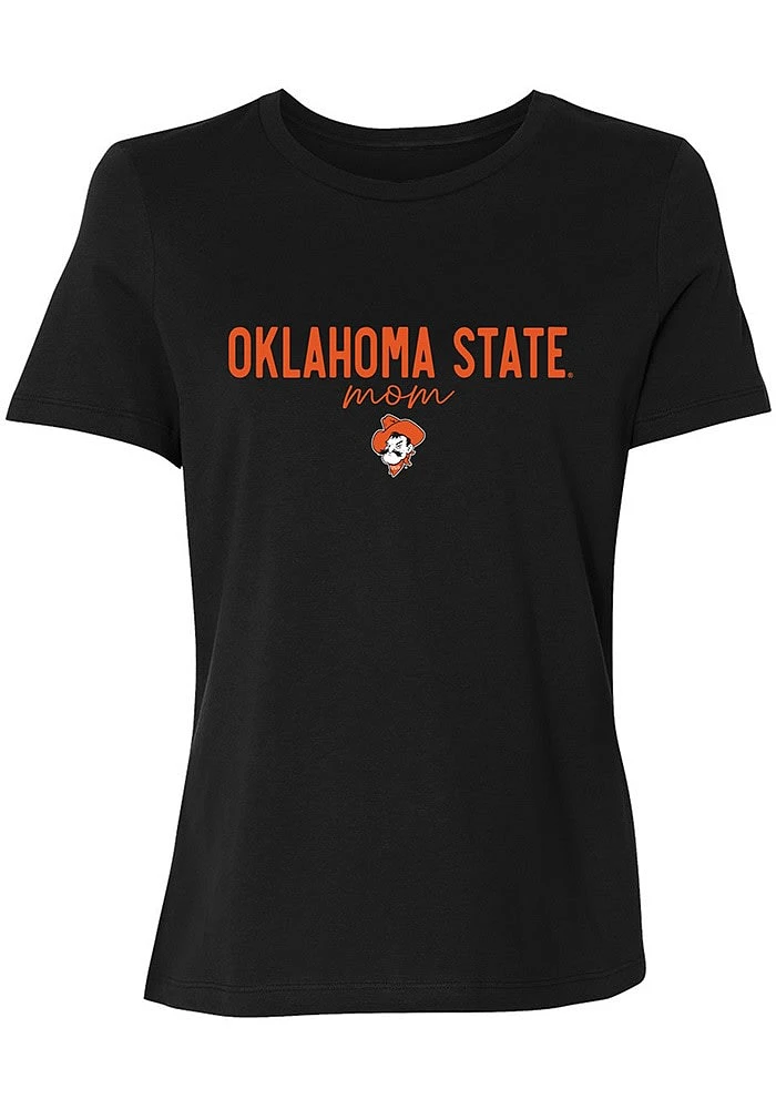 Summit Sportswear Oklahoma State Cowboys Womens Black Script Mom Short Sleeve T-Shirt