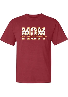 Summit Sportswear Iowa State Cyclones Womens Crimson Block Mom Short Sleeve T-Shirt