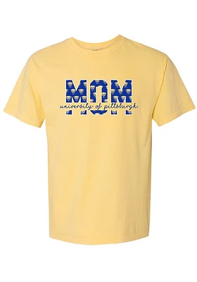 Summit Sportswear Pitt Panthers Womens Yellow Block Mom Short Sleeve T-Shirt