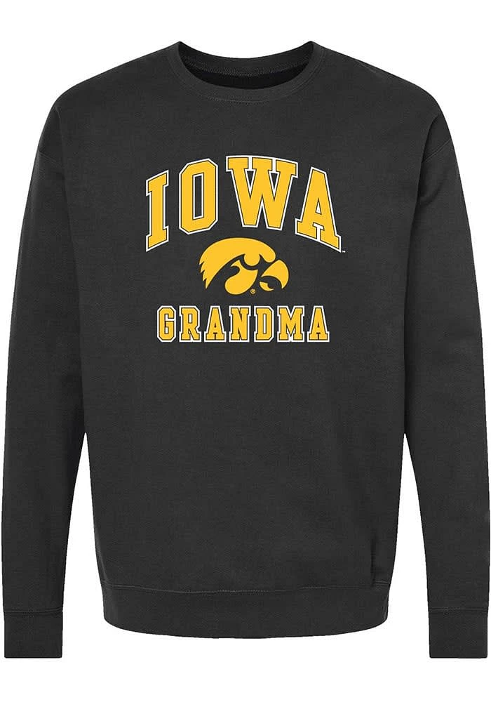 Summit Sportswear Iowa Hawkeyes Womens Black Grandma Crew Sweatshirt