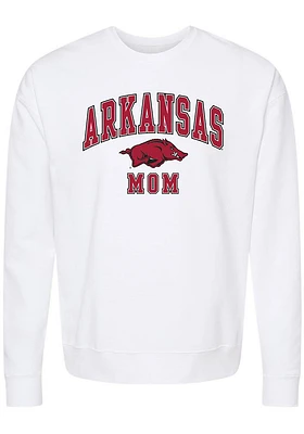 Summit Sportswear Arkansas Razorbacks Womens White Mom Crew Sweatshirt