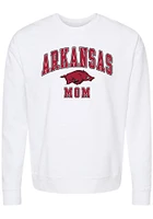 Summit Sportswear Arkansas Razorbacks Womens White Mom Crew Sweatshirt
