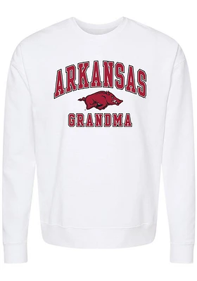 Summit Sportswear Arkansas Razorbacks Womens White Grandma Crew Sweatshirt