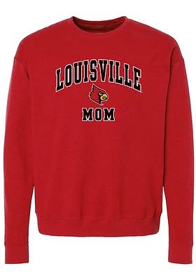 Summit Sportswear Louisville Cardinals Womens Red Mom Crew Sweatshirt