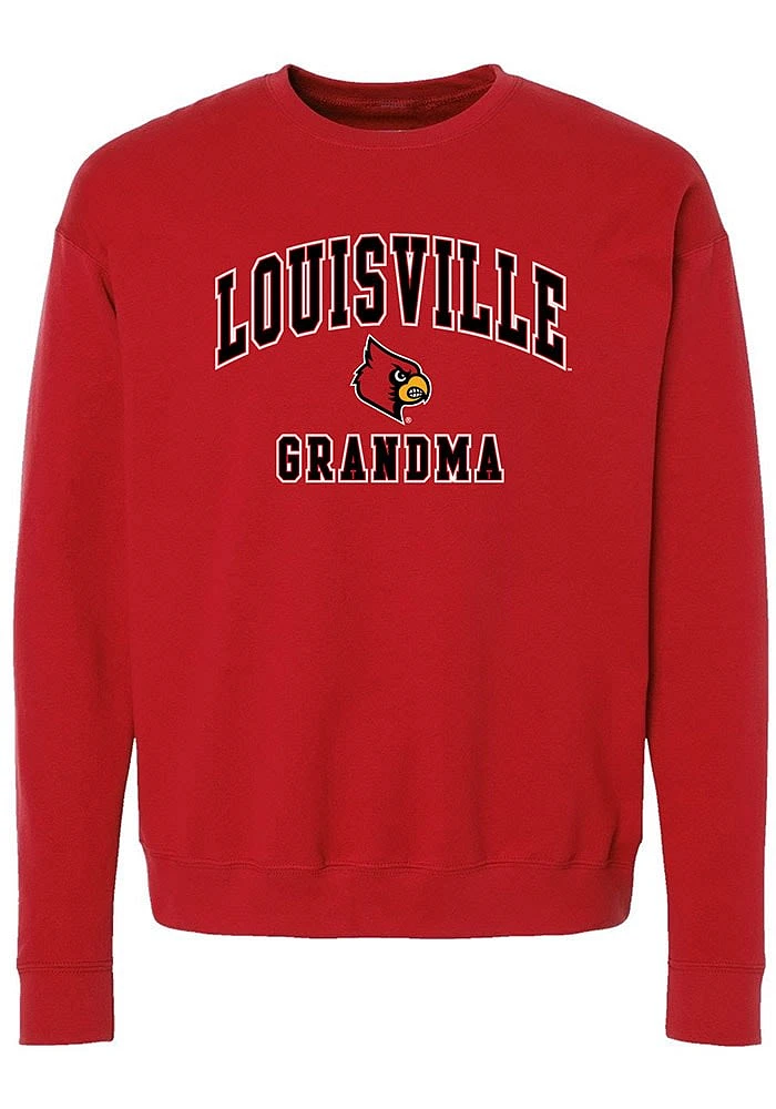 Summit Sportswear Louisville Cardinals Womens Red Grandma Crew Sweatshirt