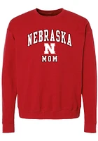 Summit Sportswear Nebraska Cornhuskers Womens Red Mom Crew Sweatshirt