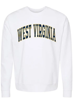 Summit Sportswear West Virginia Mountaineers Womens White Boyfriend Crew Sweatshirt