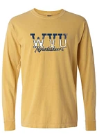 Summit Sportswear West Virginia Mountaineers Womens Yellow Retro Block LS Tee