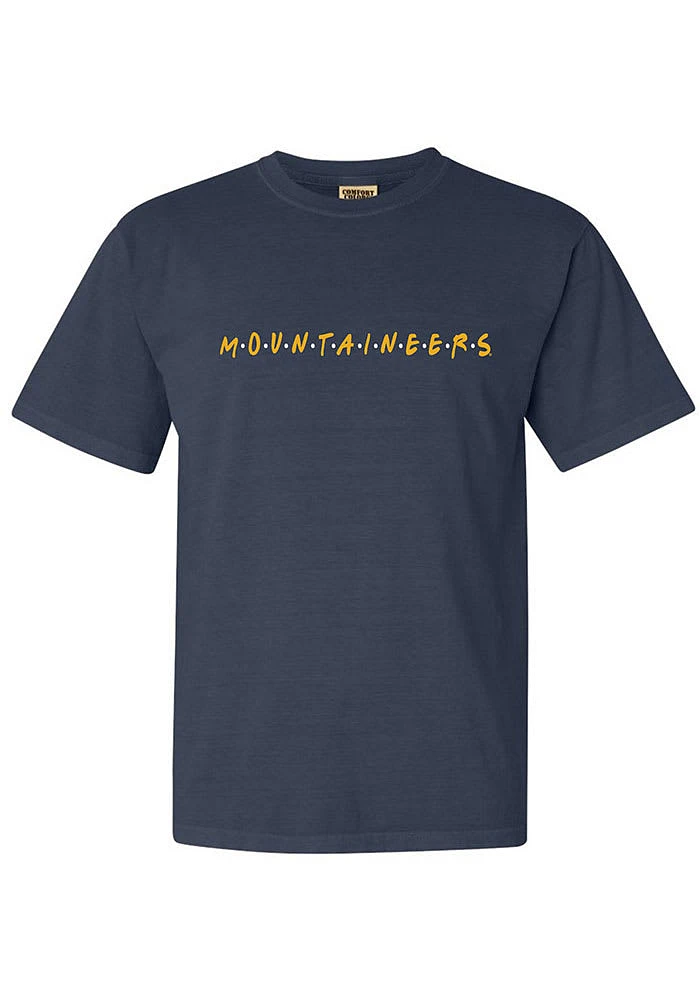 Summit Sportswear West Virginia Mountaineers Womens Navy Blue Wordmark Dots Short Sleeve T-Shirt