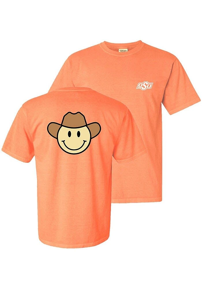 Summit Sportswear Oklahoma State Cowboys Womens Orange Smiley Short Sleeve T-Shirt