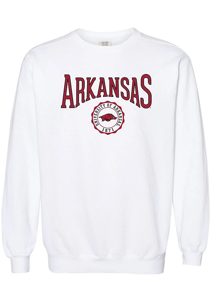 Summit Sportswear Arkansas Razorbacks Womens White Seal Crew Sweatshirt