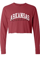 Summit Sportswear Arkansas Razorbacks Womens Crimson Script Crop LS Tee