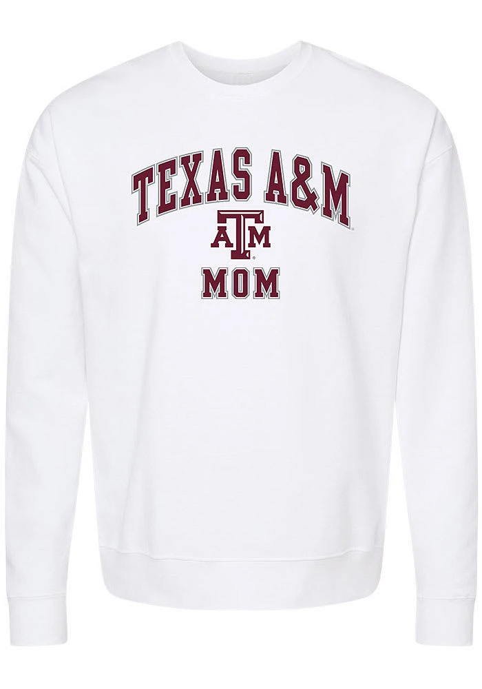 Summit Sportswear Texas A&M Aggies Womens White Mom Crew Sweatshirt