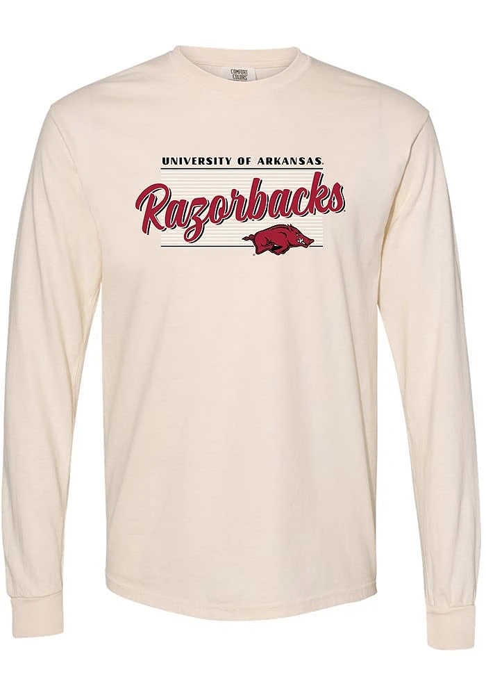 Summit Sportswear Arkansas Razorbacks Womens Ivory Addie LS Tee