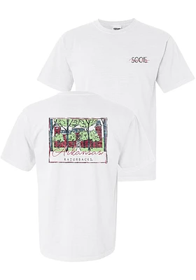 Summit Sportswear Arkansas Razorbacks Womens White Campus Script Short Sleeve T-Shirt