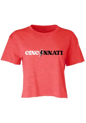 Cincinnati Womens Red Lightening Bolt Short Sleeve T-Shirt