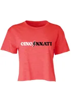 Cincinnati Womens Red Lightening Bolt Short Sleeve T-Shirt