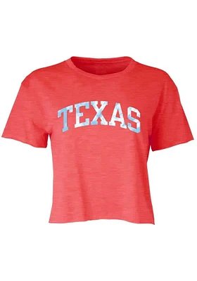 Summit Sportswear Texas Womens Red Tie-Dye Infill Short Sleeve T-Shirt