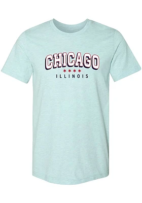 Summit Sportswear Chicago Light Blue Wordmark Stars Short Sleeve Fashion T Shirt