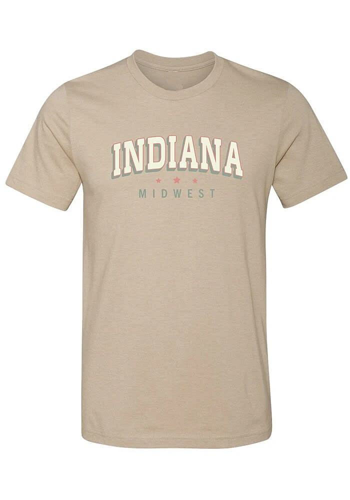 Summit Sportswear Indiana Tan Wordmark Stars Short Sleeve Fashion T Shirt