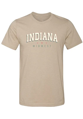 Summit Sportswear Indiana Tan Wordmark Stars Short Sleeve Fashion T Shirt