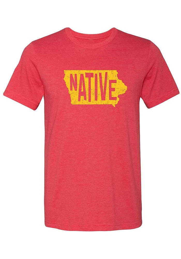 Summit Sportswear Iowa Red Native State Shape Short Sleeve Fashion T Shirt