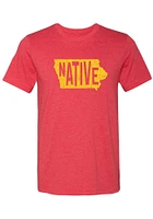 Summit Sportswear Iowa Red Native State Shape Short Sleeve Fashion T Shirt
