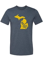 Summit Sportswear Michigan Navy Blue Native State Shape Short Sleeve Fashion T Shirt