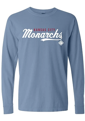 Summit Sportswear Kansas City Monarchs Womens Blue Script LS Tee