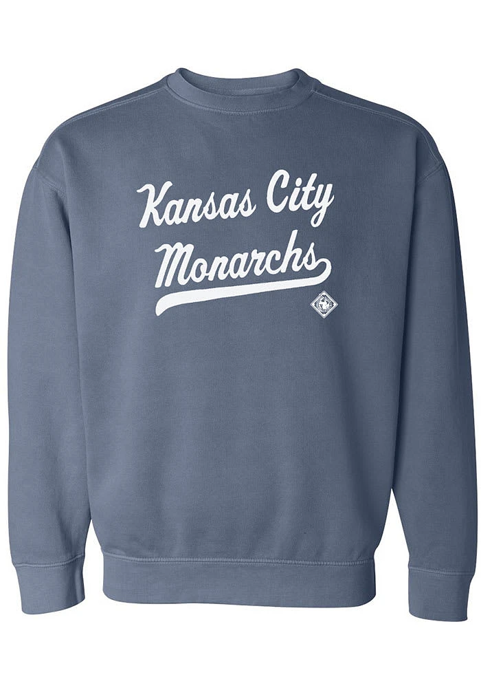 Summit Sportswear Kansas City Monarchs Womens Blue Script Crew Sweatshirt