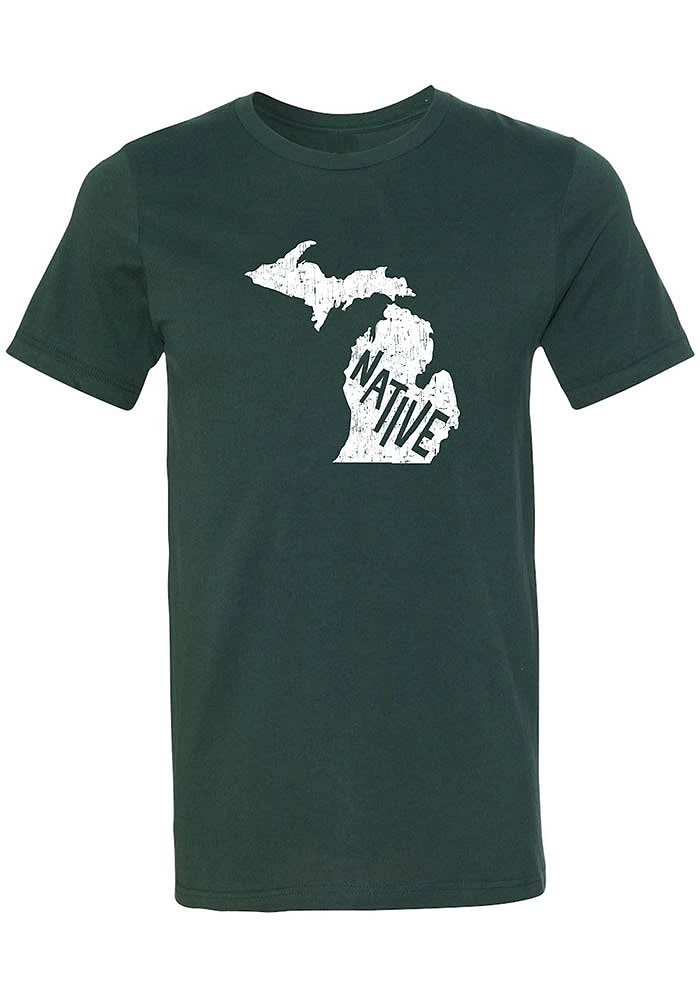 Summit Sportswear Michigan Green Native State Shape Short Sleeve Fashion T Shirt