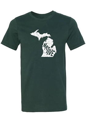 Summit Sportswear Michigan Green Native State Shape Short Sleeve Fashion T Shirt