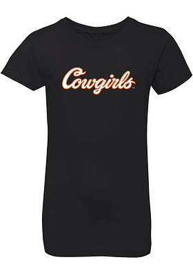 Summit Sportswear Oklahoma State Cowboys Girls Black Cowgirls Short Sleeve Tee
