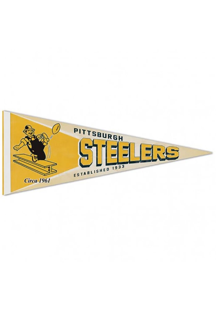 Pittsburgh Steelers 12x30 inch Retro Pennant - Black