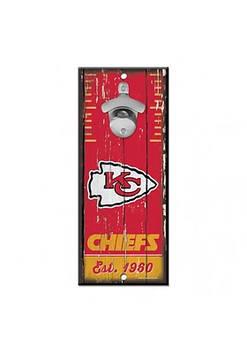 Kansas City Chiefs 5x11 inch Bottle Opener Sign - Red
