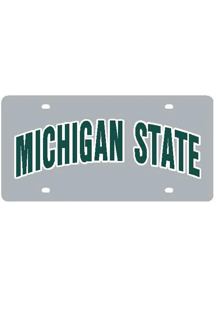 Michigan State Spartans Silver Arched Car Accessory License Plate
