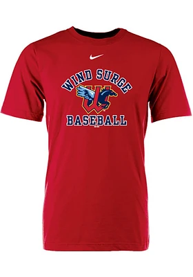 Wichita Wind Surge Red Baseball Cotton Tee Short Sleeve T Shirt