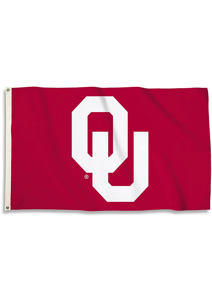 Oklahoma Sooners 3x5 Basic Logo Silk Screen Grommet Flag - Red
