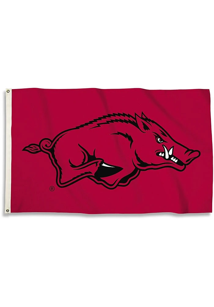 Arkansas Razorbacks 3x5 Basic Logo Red Silk Screen Grommet Flag - Red