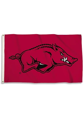 Arkansas Razorbacks 3x5 Basic Logo Red Silk Screen Grommet Flag - Red