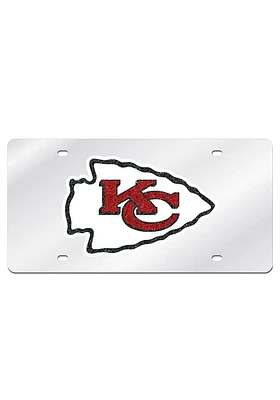 Kansas City Chiefs Silver Glitter Team Logo Car Accessory License Plate