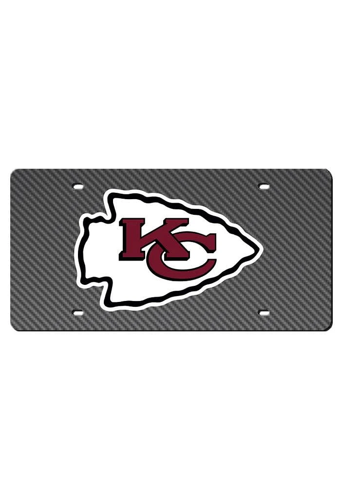 Kansas City Chiefs Black Team Logo Carbon Fiber Car Accessory License Plate