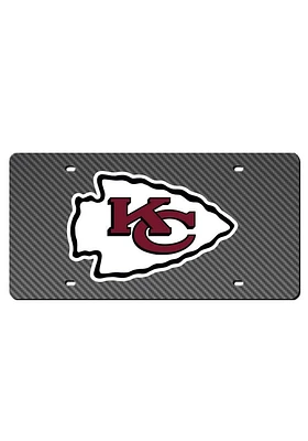Kansas City Chiefs Black Team Logo Carbon Fiber Car Accessory License Plate