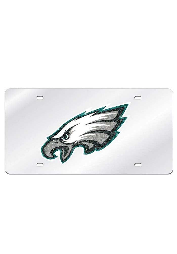 Philadelphia Eagles Silver Silver Glitter Car Accessory License Plate