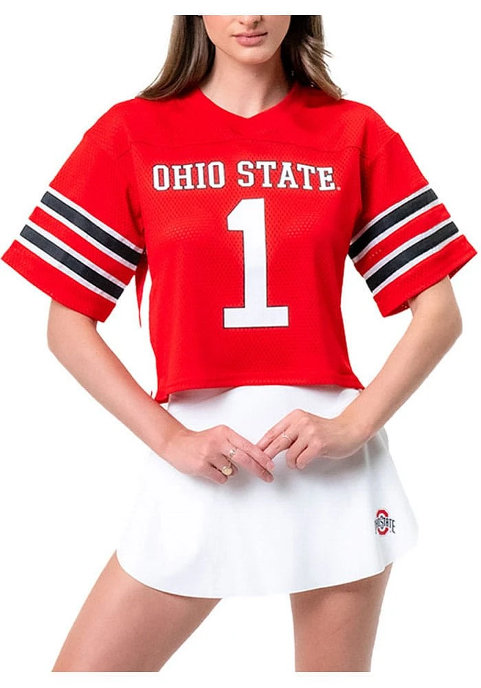 Ohio State Buckeyes Womens Cropped Detail Fashion Football Jersey - Red