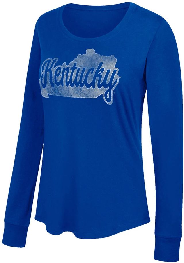 Kentucky Wildcats Womens Blue Favorite State Shape LS Tee